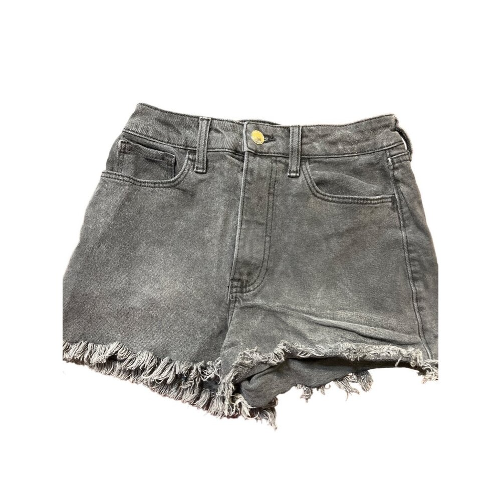 Hollister Ultra High Rise Mom Black Jean Shorts 3" Womens Black Raw Hem Sz 0